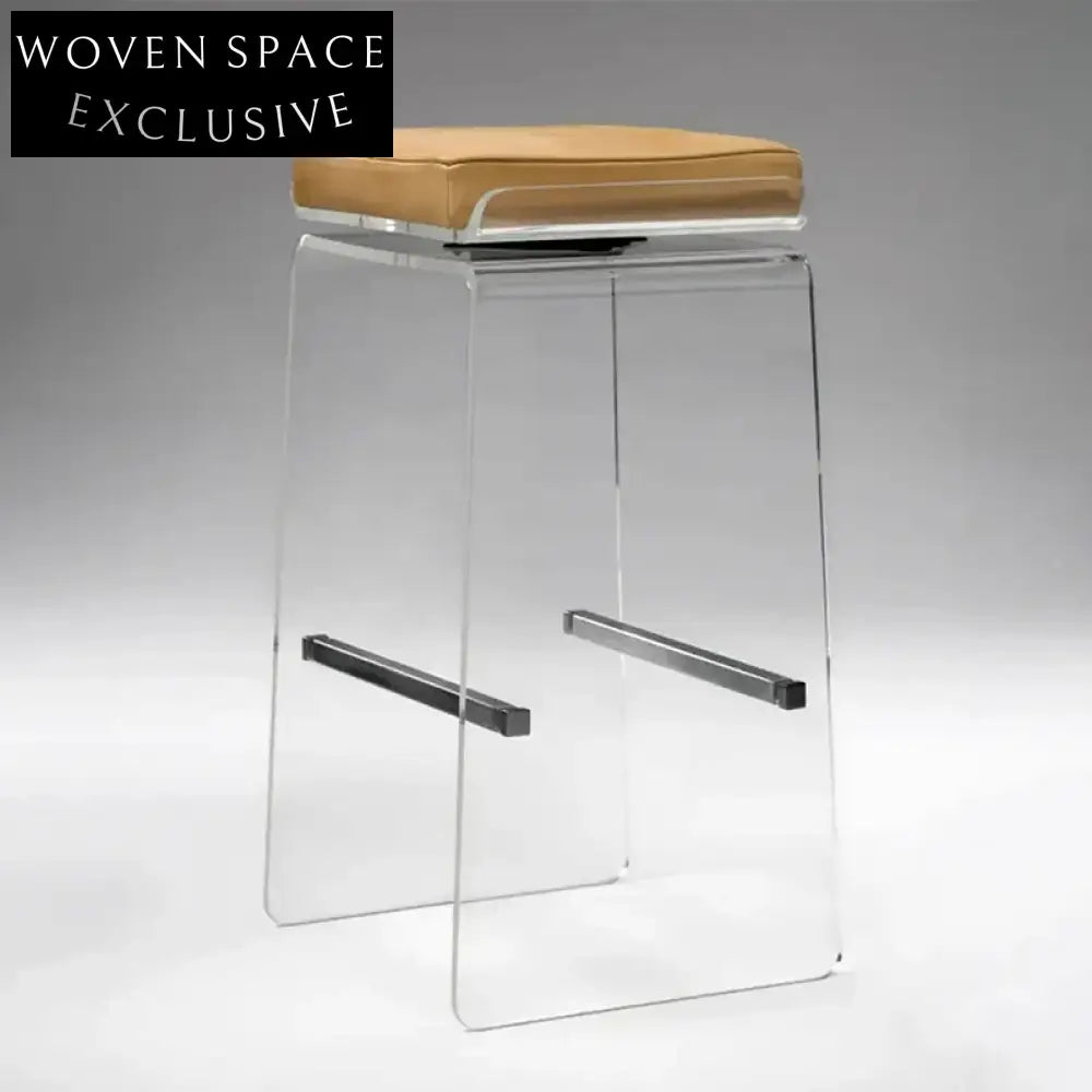 Elegant Transparent Acrylic Bar Stool with PU Leather Upholstery