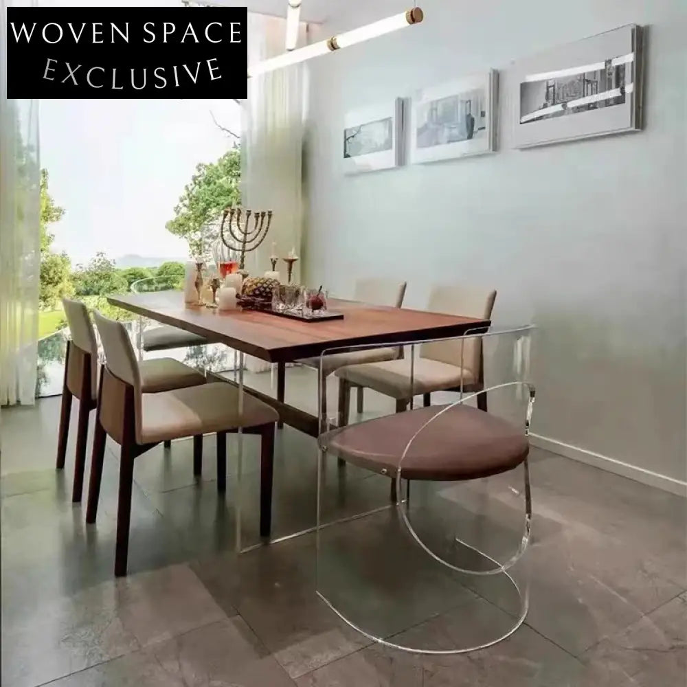 Elegant Transparent Acrylic Curved Backrest Modern Dining Chair