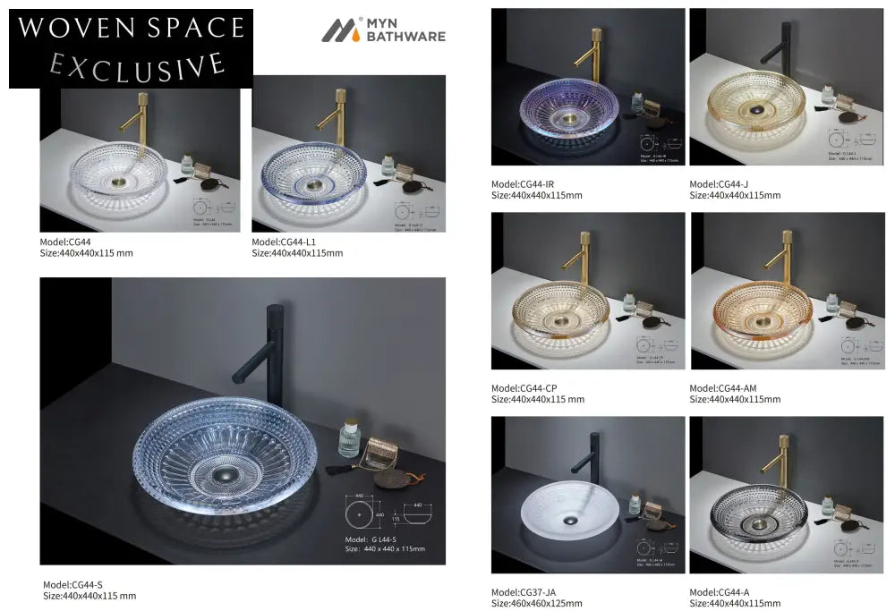 Elegant Transparent Round Oval Tempered Glass Bathroom Hand Wash Basin