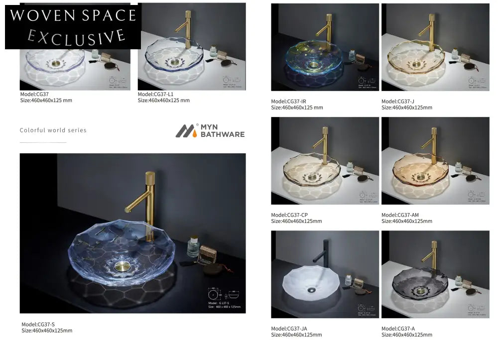 Elegant Transparent Round Oval Tempered Glass Bathroom Hand Wash Basin