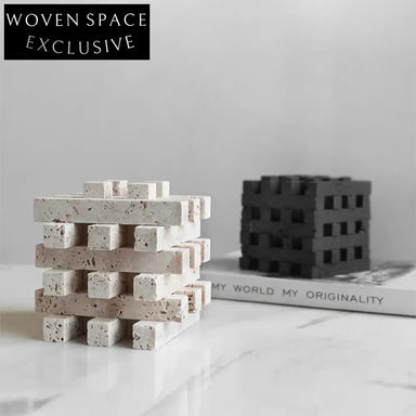 Elegant Travertine Decorative Art Set Modern Abstract Home Hotel Decor Piece