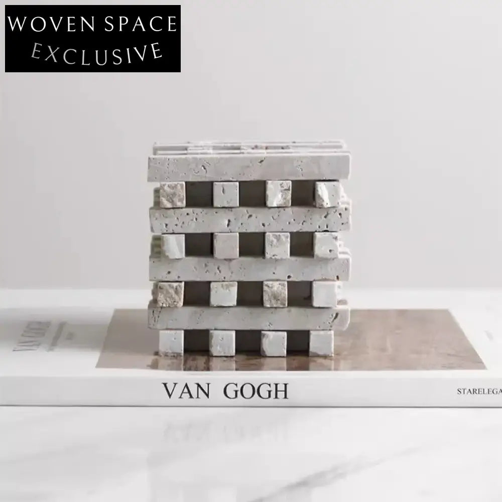 Elegant Travertine Decorative Art Set Modern Abstract Home Hotel Decor Piece