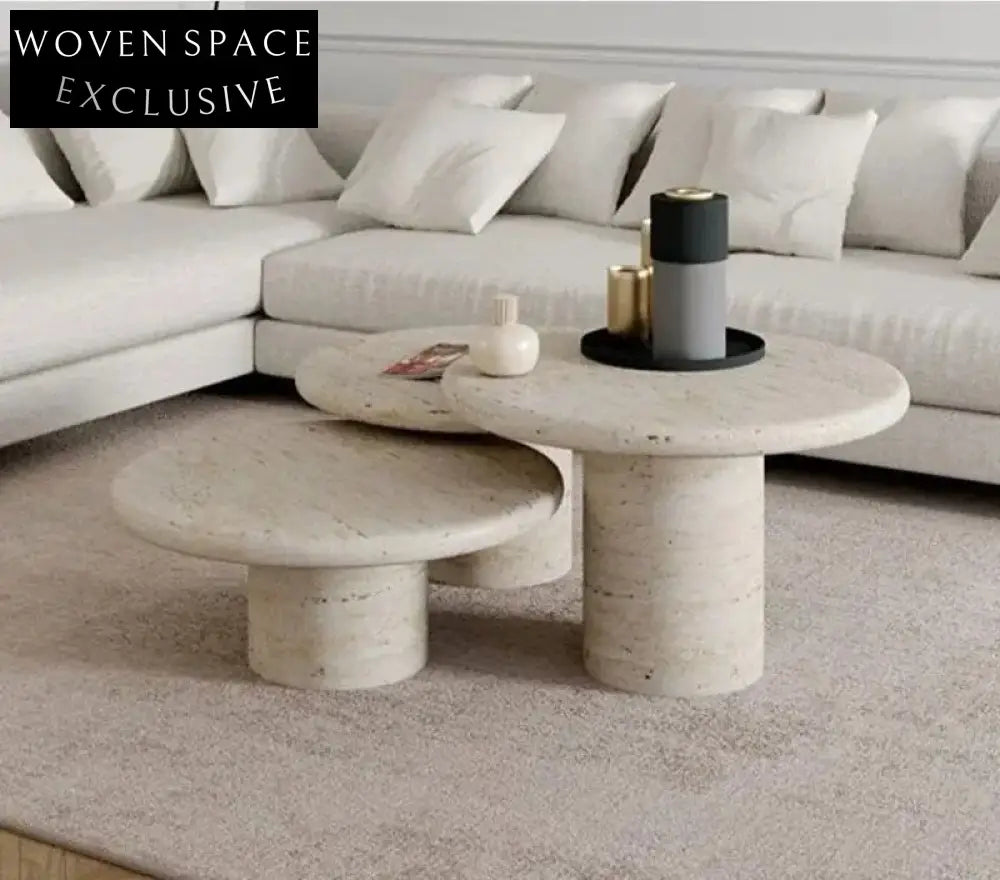 Elegant Travertine Italian Handcrafted Coffee Table