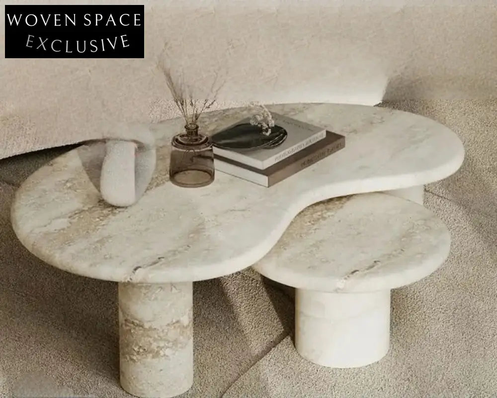 Elegant Travertine Italian Handcrafted Coffee Table