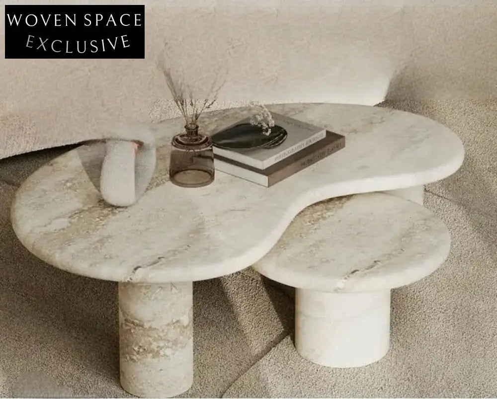 Elegant Travertine Italian Handcrafted Coffee Table