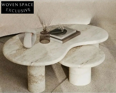 Elegant Travertine Italian Handcrafted Coffee Table