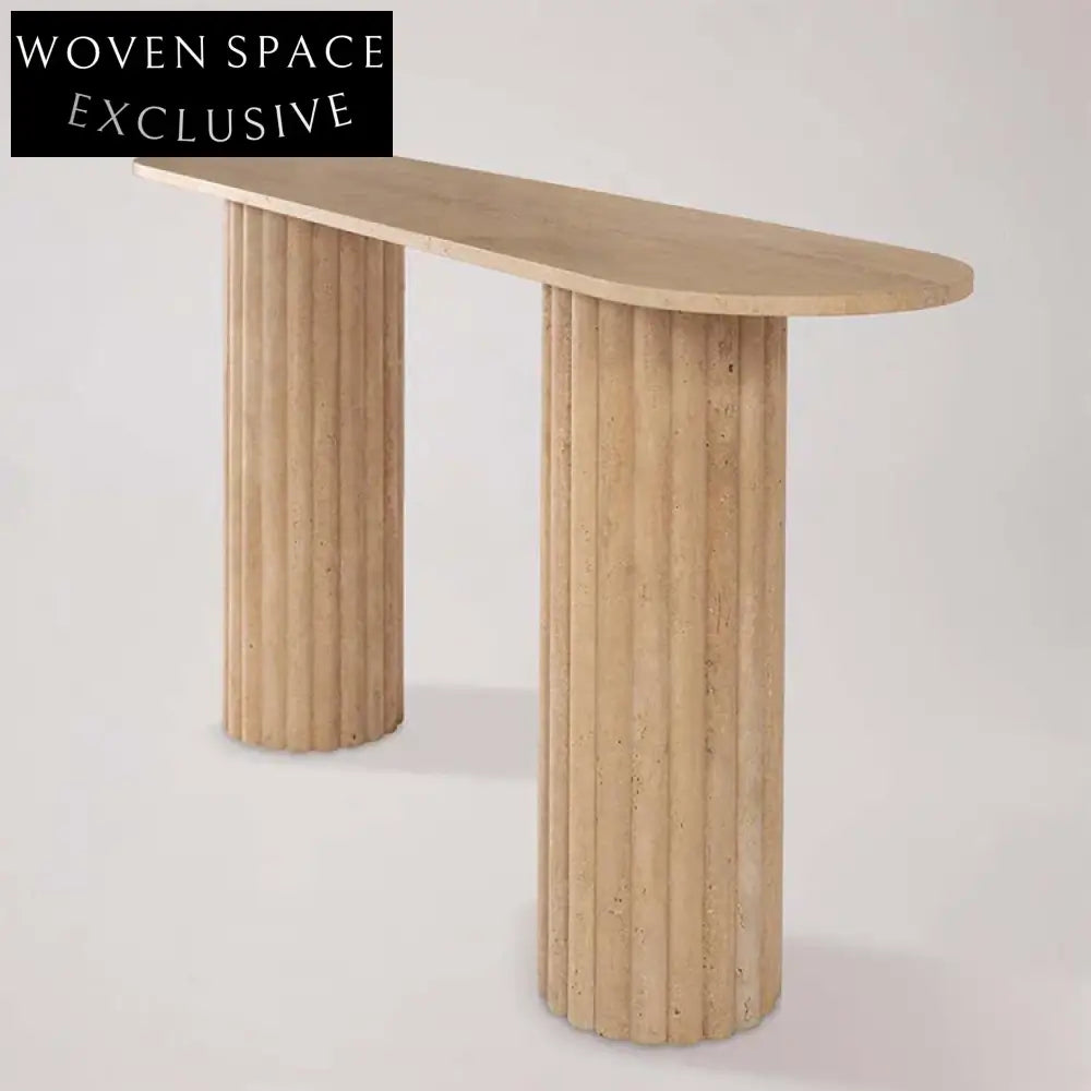 Elegant Travertine Marble Console Table, Entry Hall Dining Accent