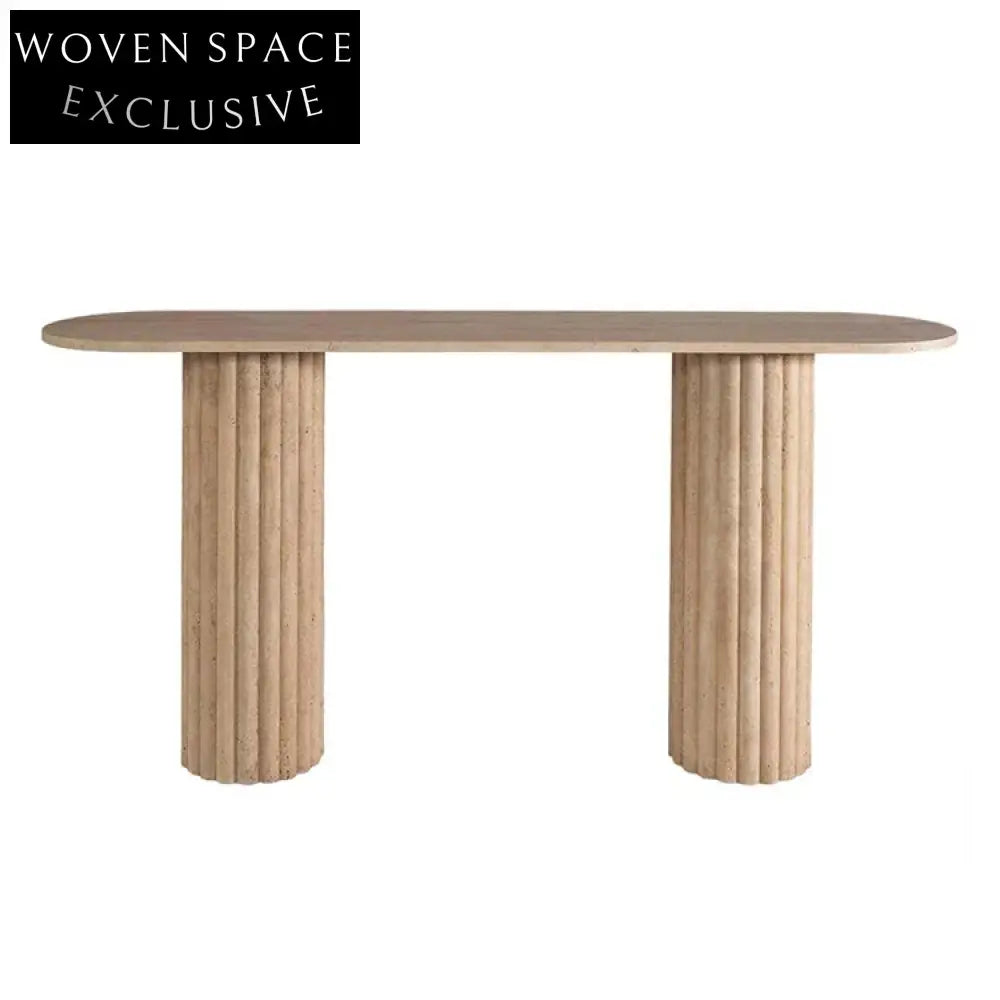 Elegant Travertine Marble Console Table, Entry Hall Dining Accent