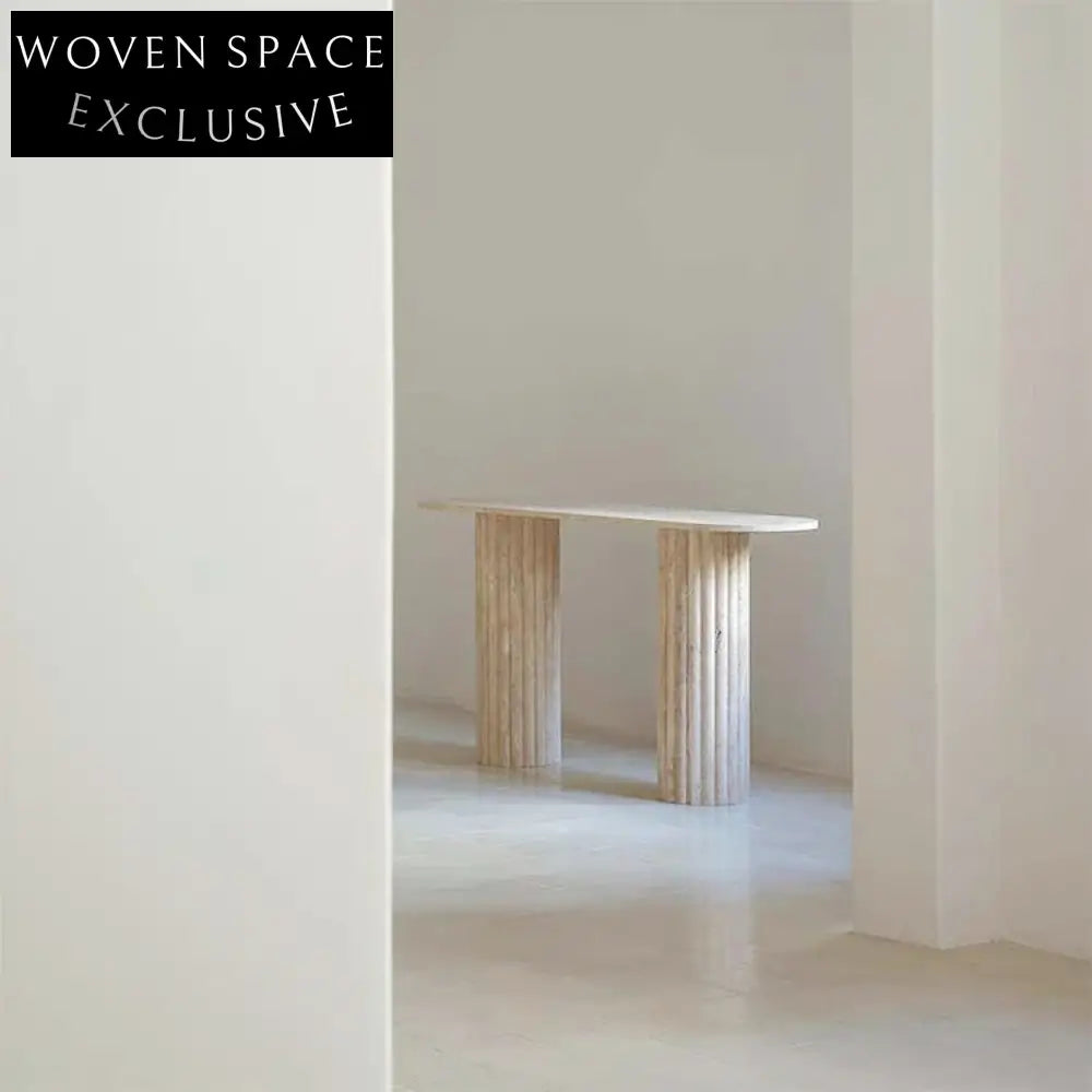 Elegant Travertine Marble Console Table, Entry Hall Dining Accent