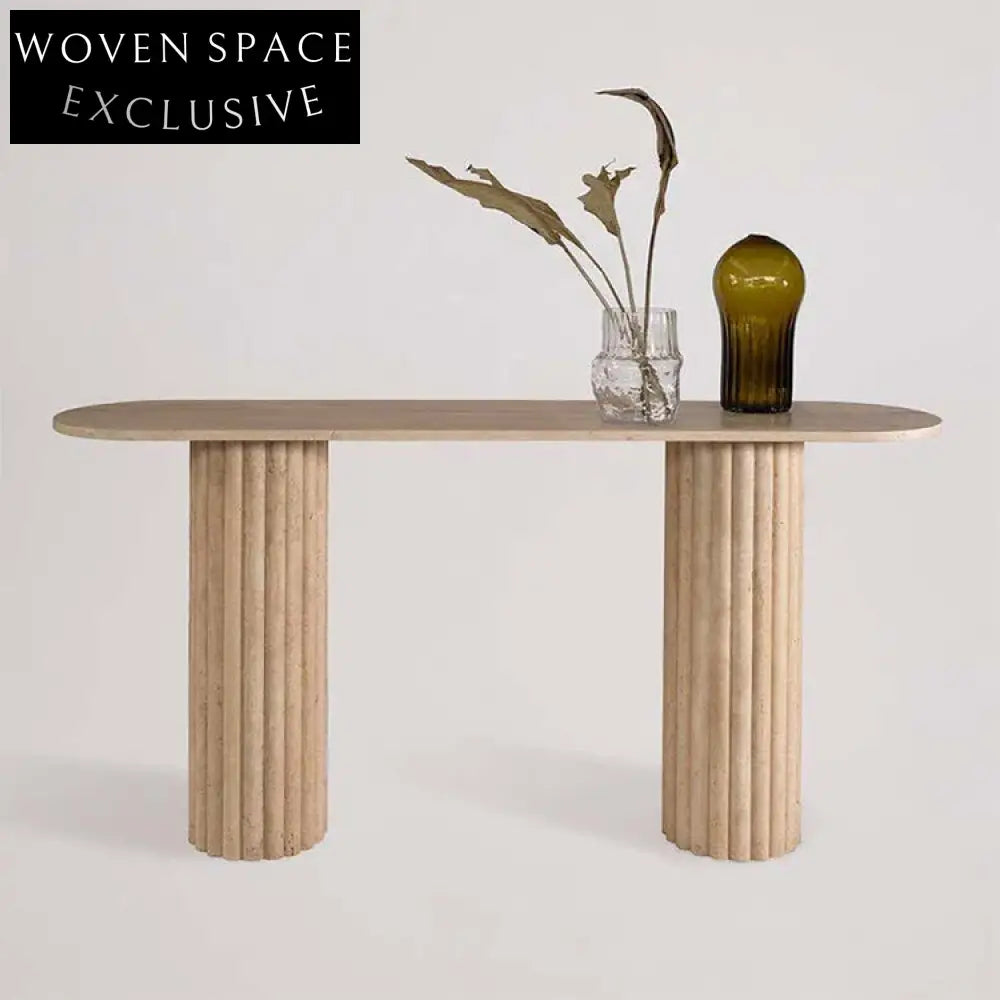 Elegant Travertine Marble Console Table, Entry Hall Dining Accent