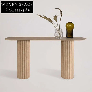 Elegant Travertine Marble Console Table, Entry Hall Dining Accent