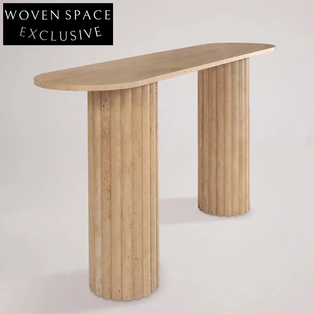 Elegant Travertine Marble Console Table, Entry Hall Dining Accent