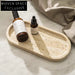 Elegant Travertine Marble Decorative Tray for Washroom and Living Room Storage