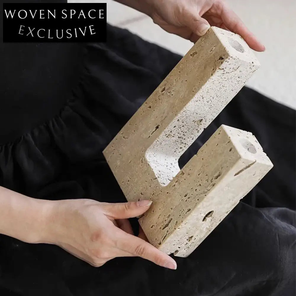 Elegant Travertine Marble High-Low Design Modern Home Decor Accent Candle Holder