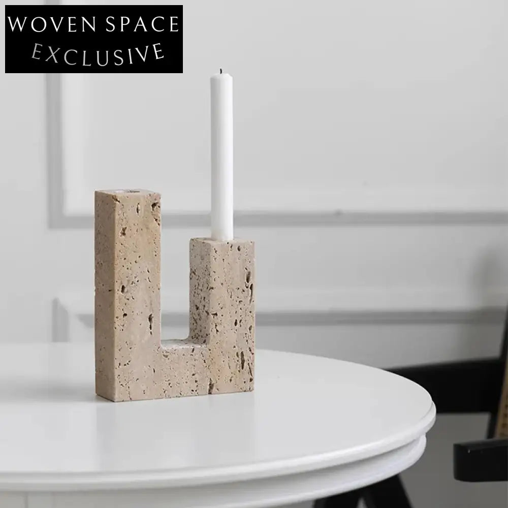 Elegant Travertine Marble High-Low Design Modern Home Decor Accent Candle Holder