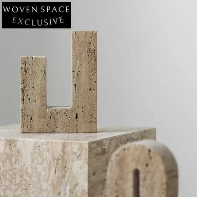 Elegant Travertine Marble High-Low Design Modern Home Decor Accent Candle Holder