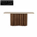 Elegant Travertine Marble Top Console Table with Sturdy Wood Base