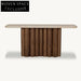Elegant Travertine Marble Top Console Table with Sturdy Wood Base