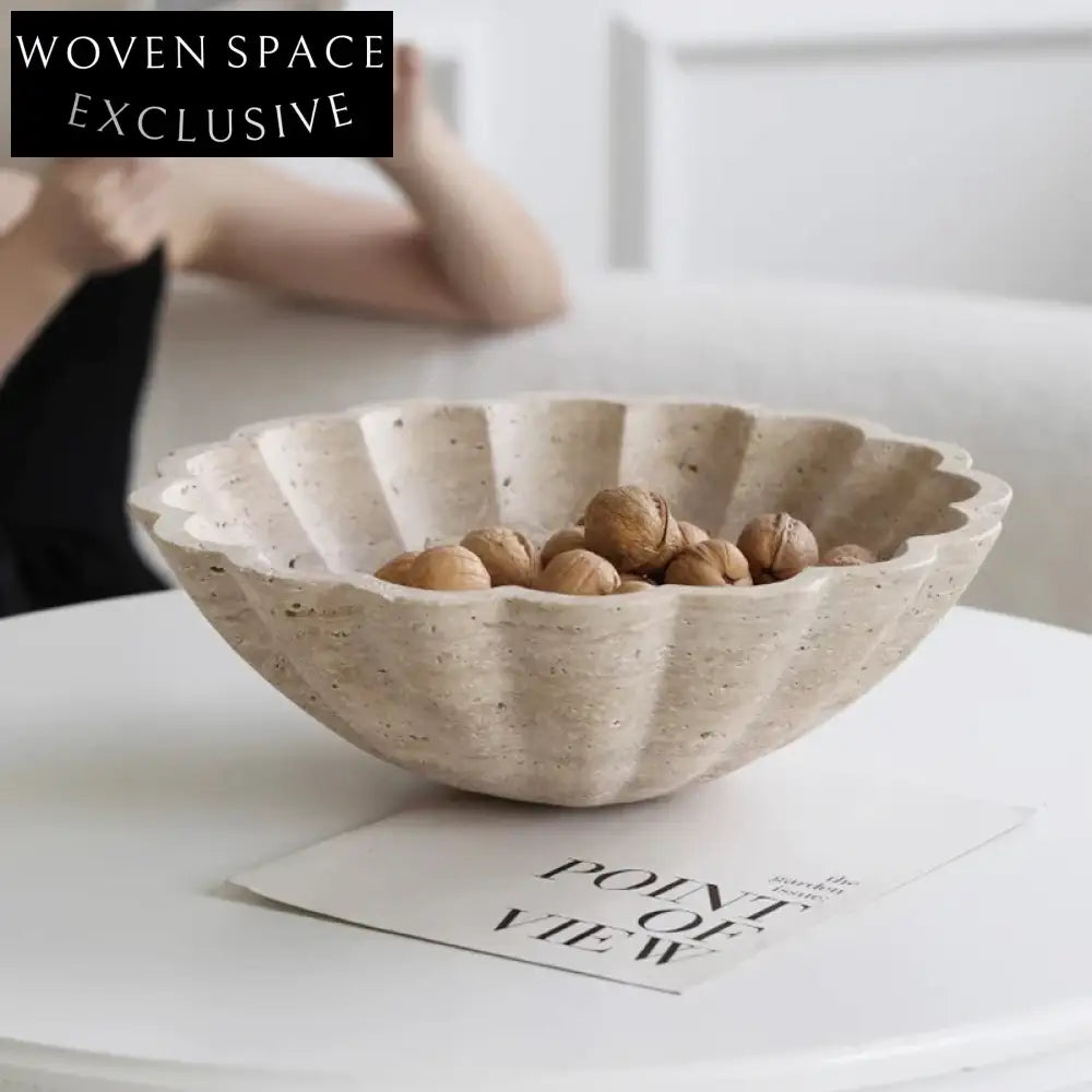 Elegant Travertine Shell Decorative Storage Tray for Modern Home Decor, Marble Dish