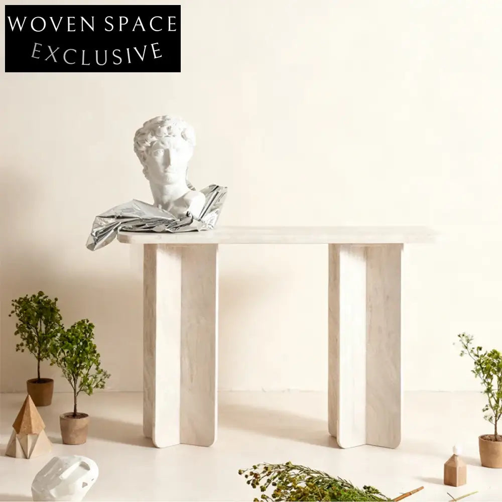 Elegant Travertine Stone Marble Console Table for Modern Living Room Entryway