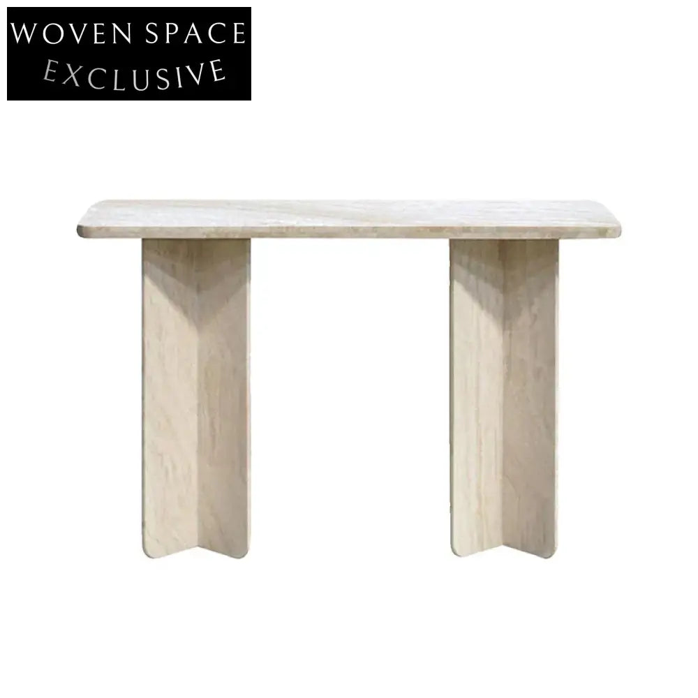 Elegant Travertine Stone Marble Console Table for Modern Living Room Entryway