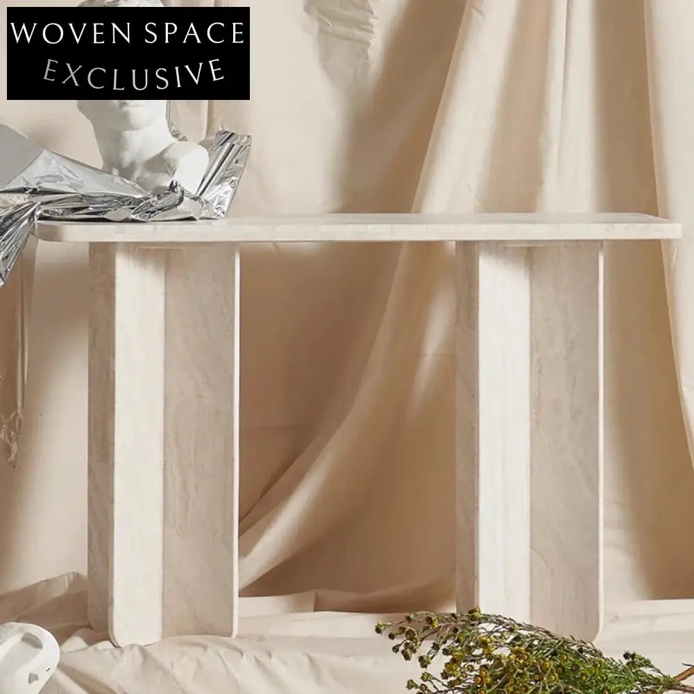 Elegant Travertine Stone Marble Console Table for Modern Living Room Entryway