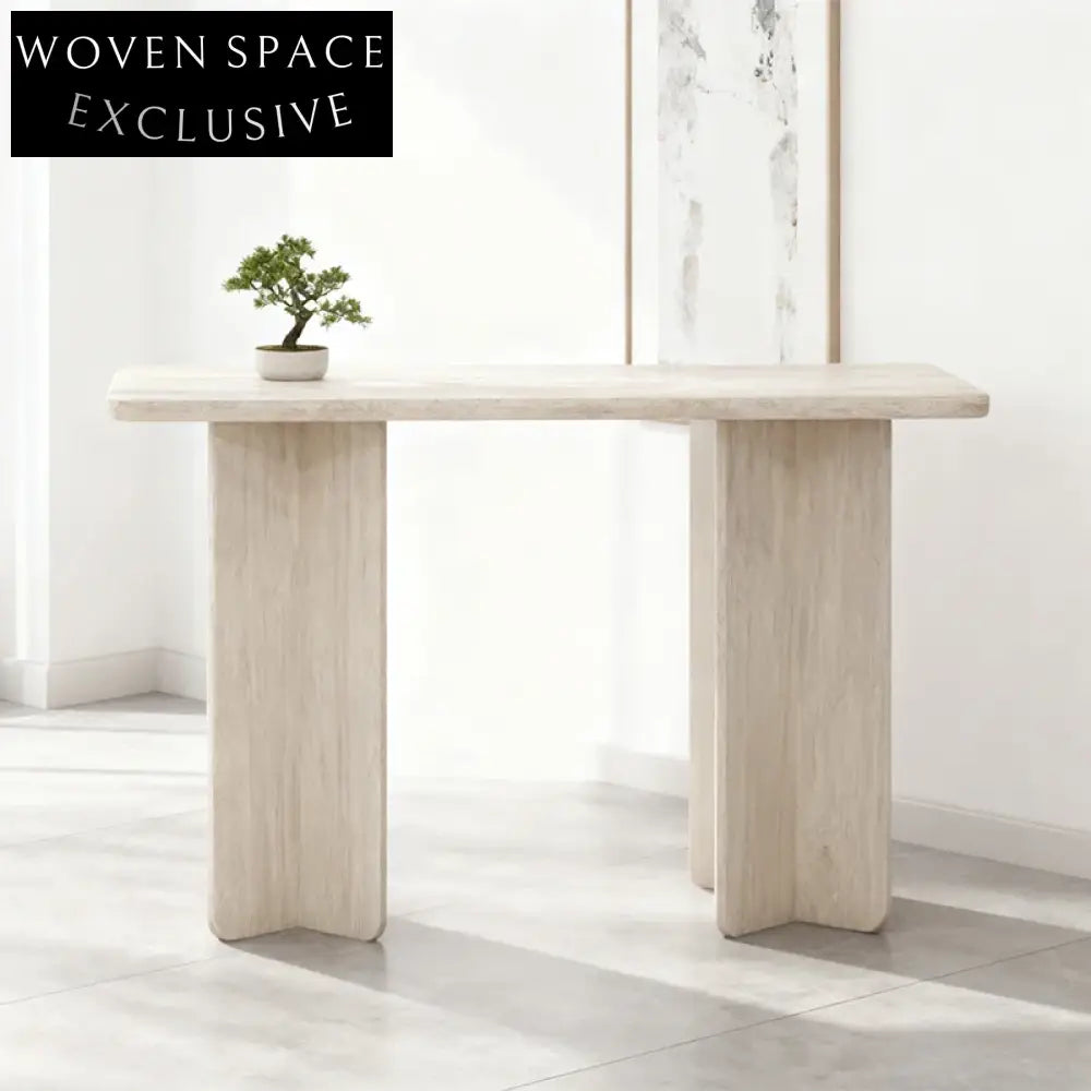 Elegant Travertine Stone Marble Console Table for Modern Living Room Entryway