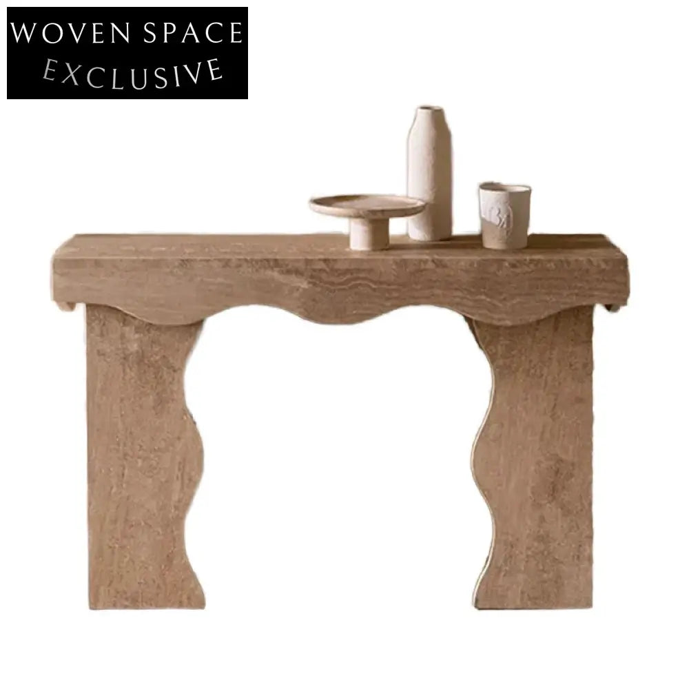 Elegant Travertine Stone Natural Marble Minimalist Console Table for Living Room