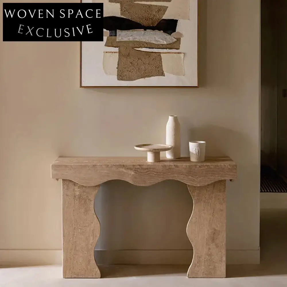 Elegant Travertine Stone Natural Marble Minimalist Console Table for Living Room