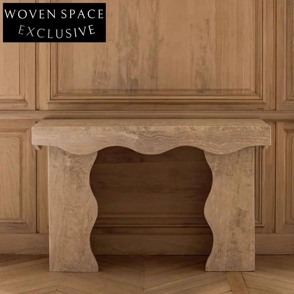 Elegant Travertine Stone Natural Marble Minimalist Console Table for Living Room