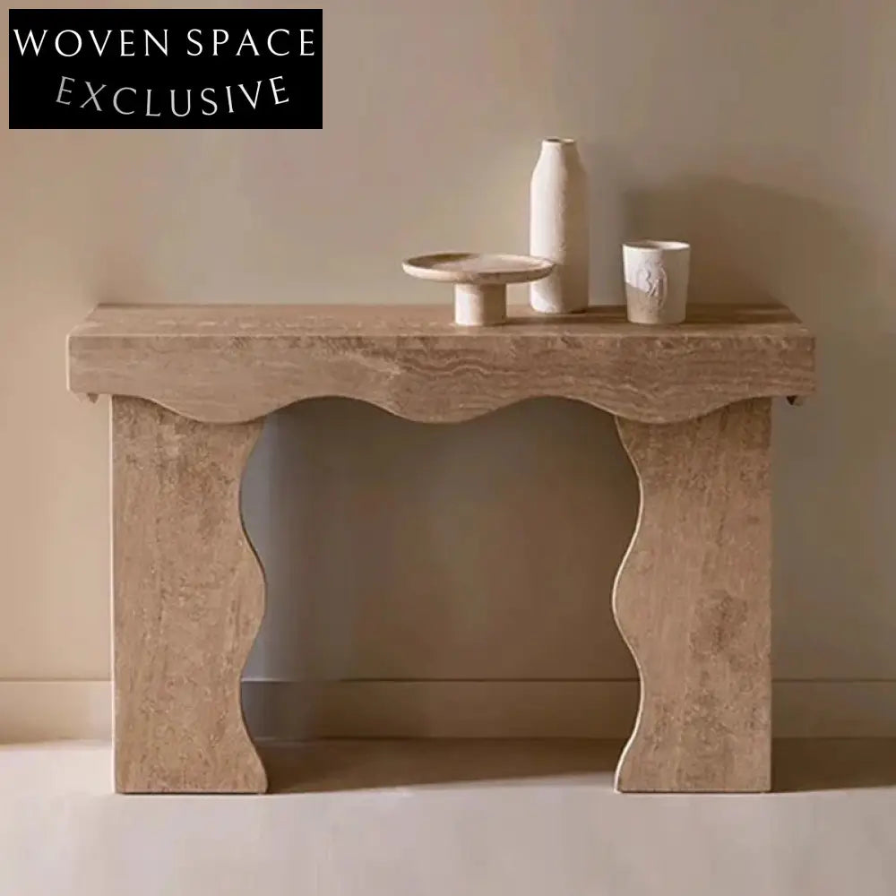 Elegant Travertine Stone Natural Marble Minimalist Console Table for Living Room