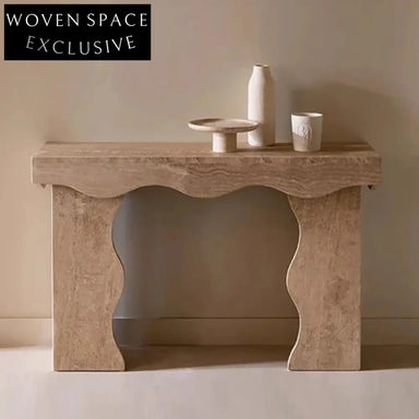 Elegant Travertine Stone Natural Marble Minimalist Console Table for Living Room