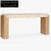 Elegant Travertine Stone Solid Wood Base Console Table