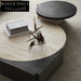 Elegant Travertine Wood Round Nesting Coffee Table Set for Living Room