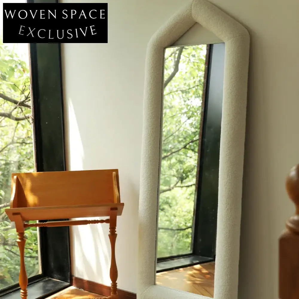 Elegant Triangle Full Length Floor Mirror, Wood Frame Standing Dressing Mirror