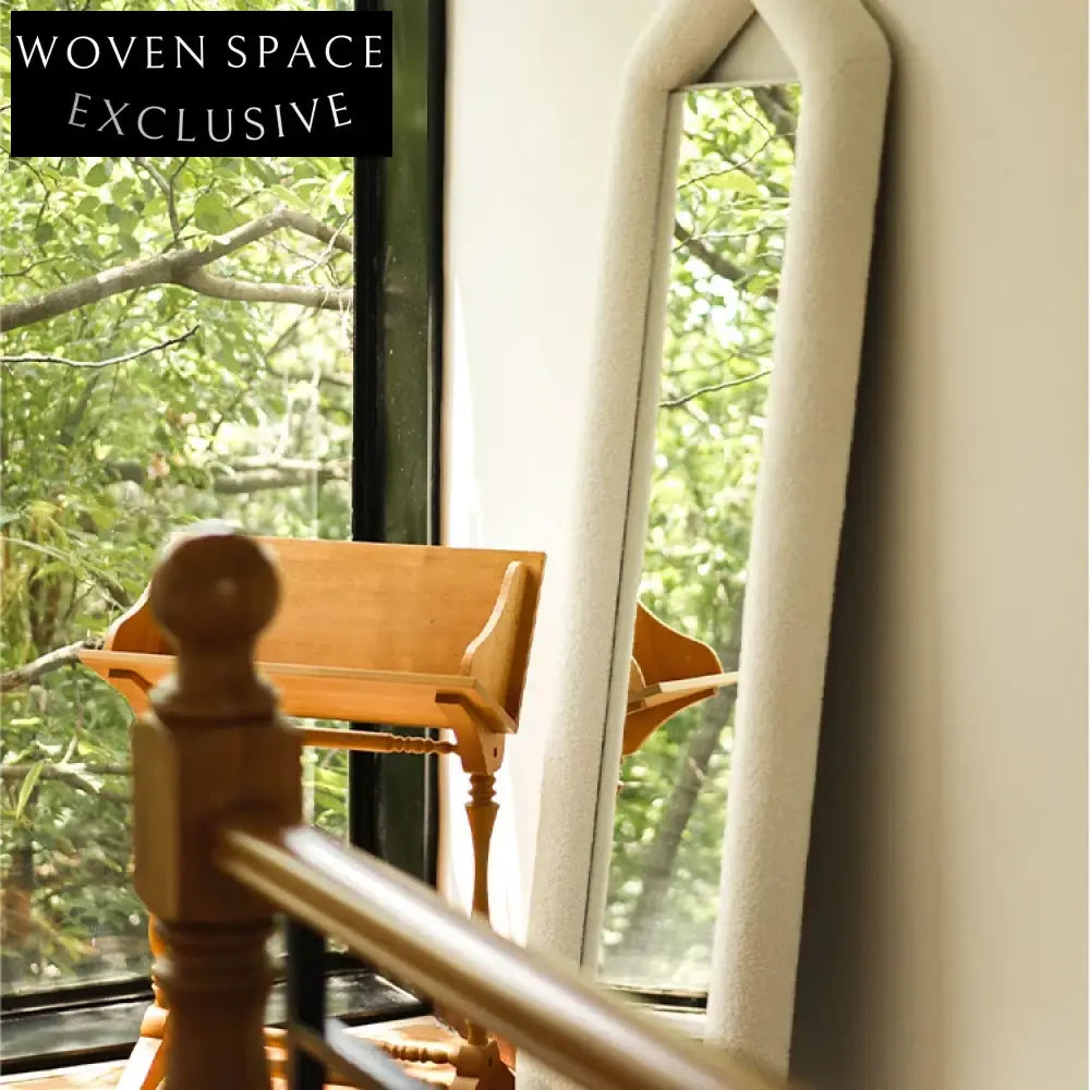 Elegant Triangle Full Length Floor Mirror, Wood Frame Standing Dressing Mirror