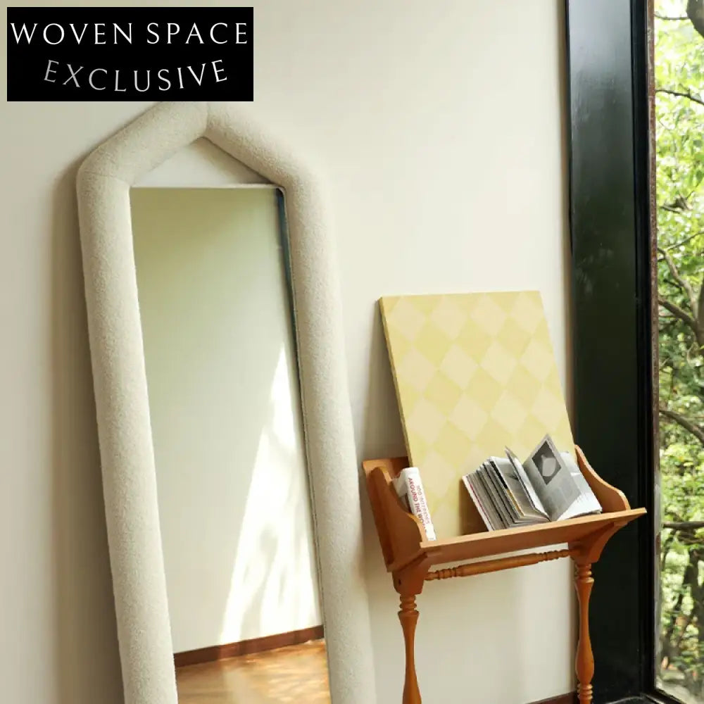 Elegant Triangle Full Length Floor Mirror, Wood Frame Standing Dressing Mirror