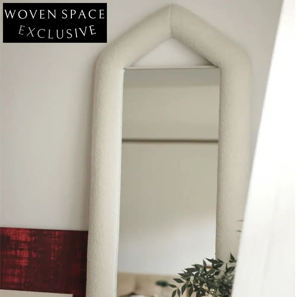Elegant Triangle Full Length Floor Mirror, Wood Frame Standing Dressing Mirror