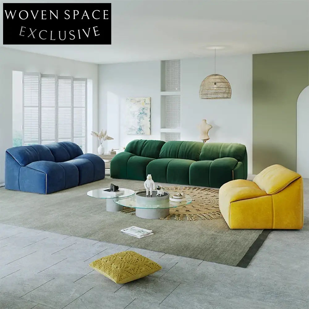 Elegant Tufted Fabric Chesterfield Modular Living Room Sofa Set