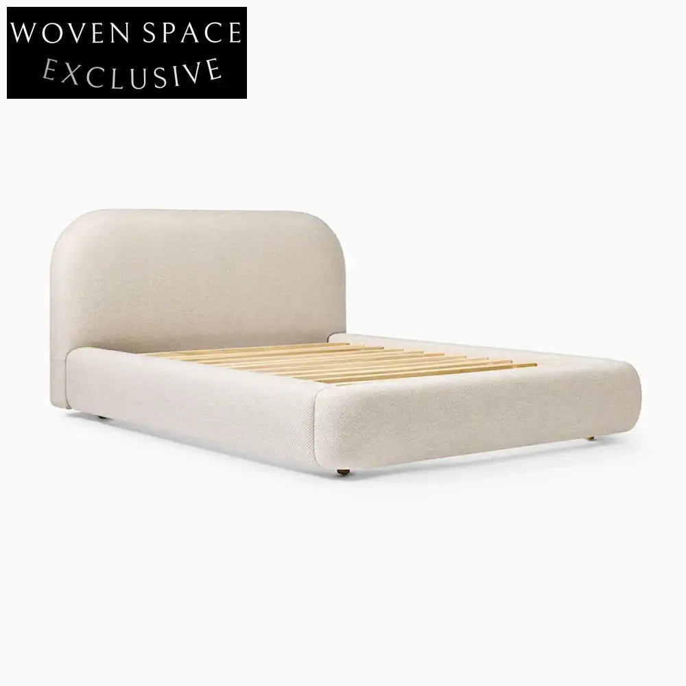 Elegant Tufted Fabric Upholstered King Size Platform Bed