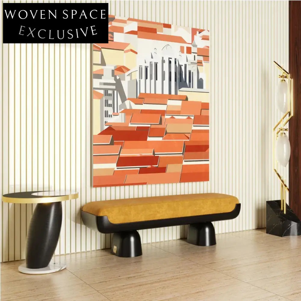 Elegant Tufted Velvet Long Bench Ottoman Stool for Bedroom Living Room