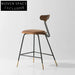 Elegant Upholstered Bar Stool with Wooden Backrest, Metal Legs, Home Cafe Chair