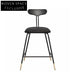 Elegant Upholstered Bar Stool with Wooden Backrest, Metal Legs, Home Cafe Chair
