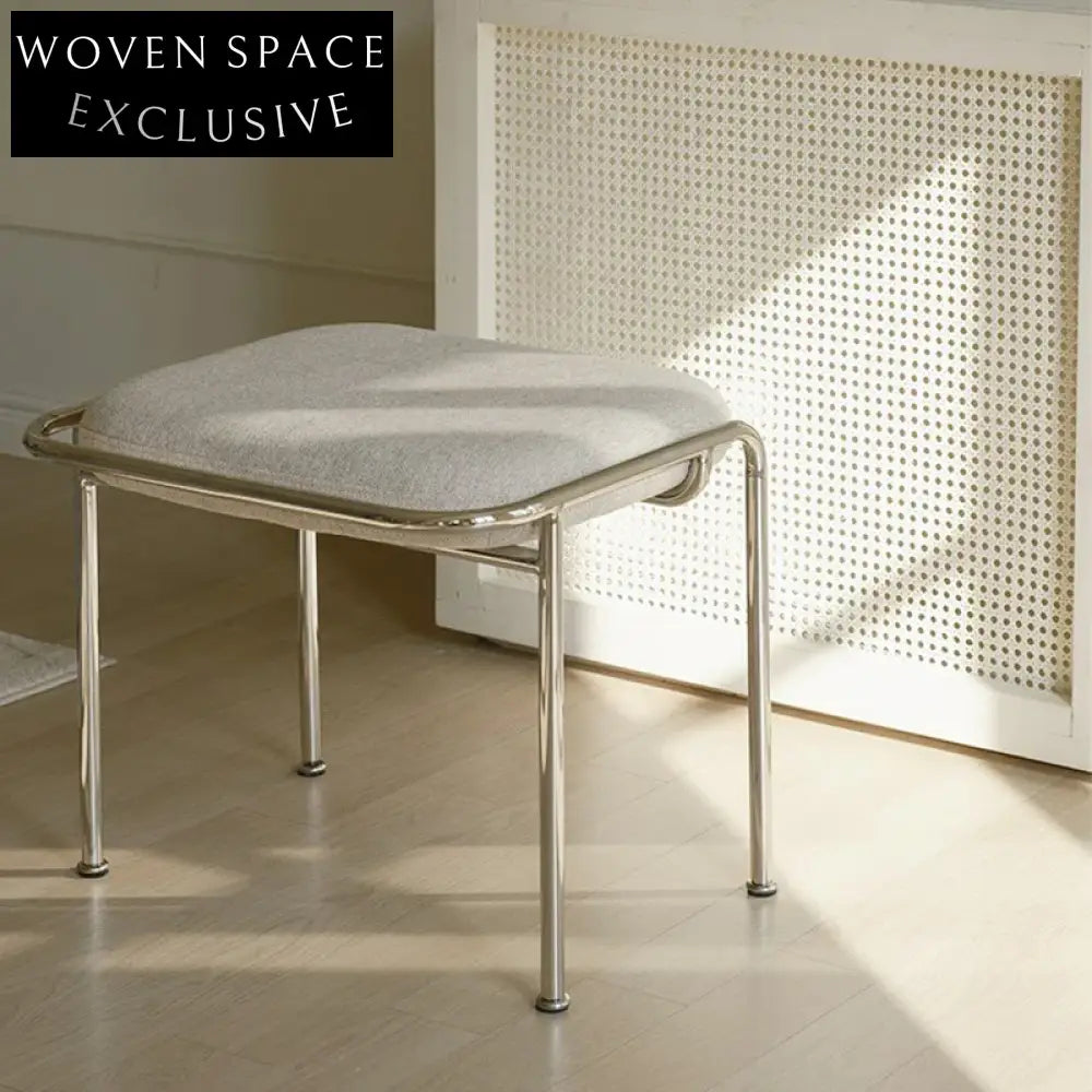 Elegant Upholstered Fabric Sofa Stool with Metal Legs, Bedroom Ottoman