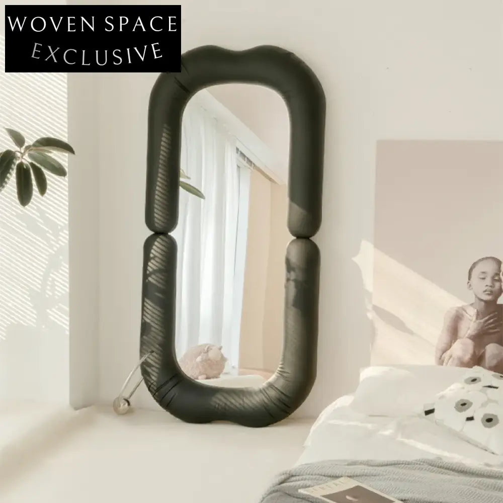 Elegant Upholstered Full Length Floor Mirror with Leather/Velvet Frame