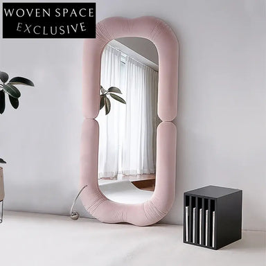 Elegant Upholstered Full Length Floor Mirror with Leather/Velvet Frame