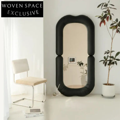 Elegant Upholstered Full Length Floor Mirror with Leather/Velvet Frame