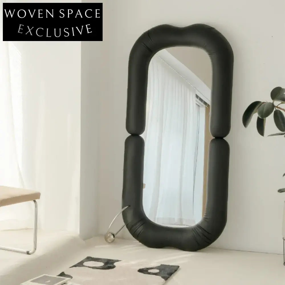 Elegant Upholstered Full Length Floor Mirror with Leather/Velvet Frame