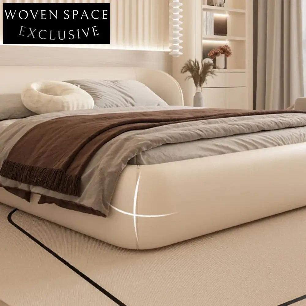 Elegant Upholstered King Size Bed with Curved Headboard