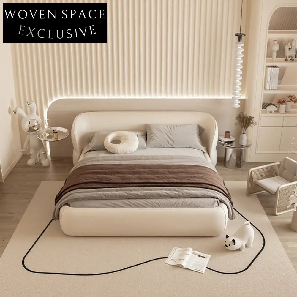 Elegant Upholstered King Size Bed with Curved Headboard